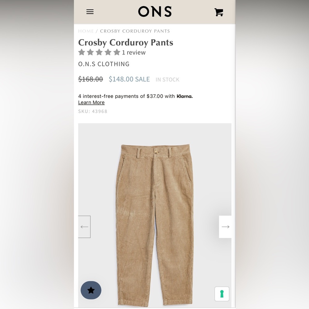ONS Crosby Corduroy Pants size 31